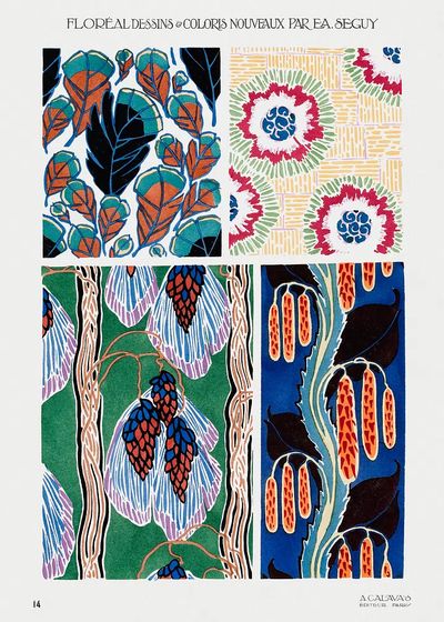 Colorful floral design, art nouveau.