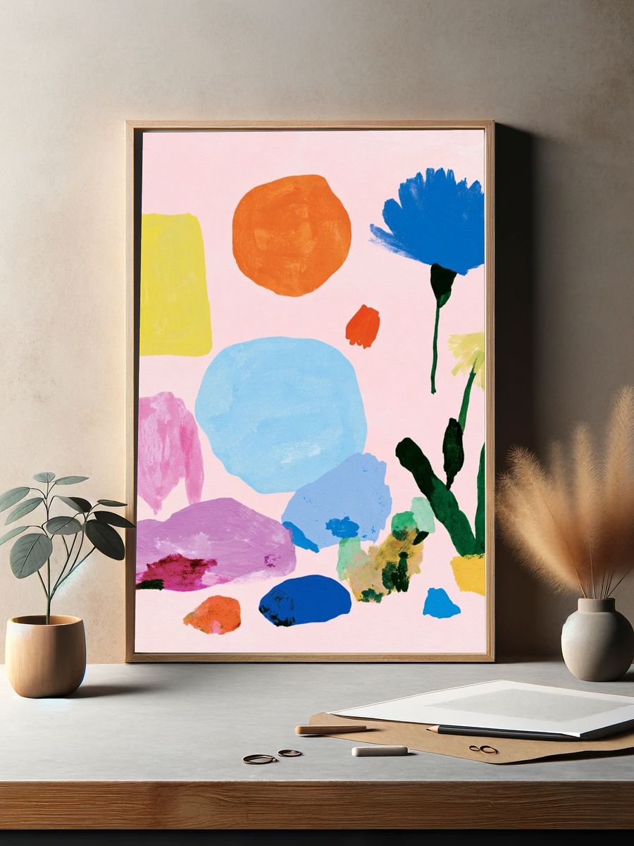 Pastel Floral Abstract Poster. — room view 2