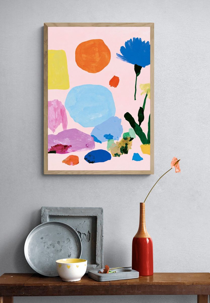 Pastel Floral Abstract Poster. — room view 3