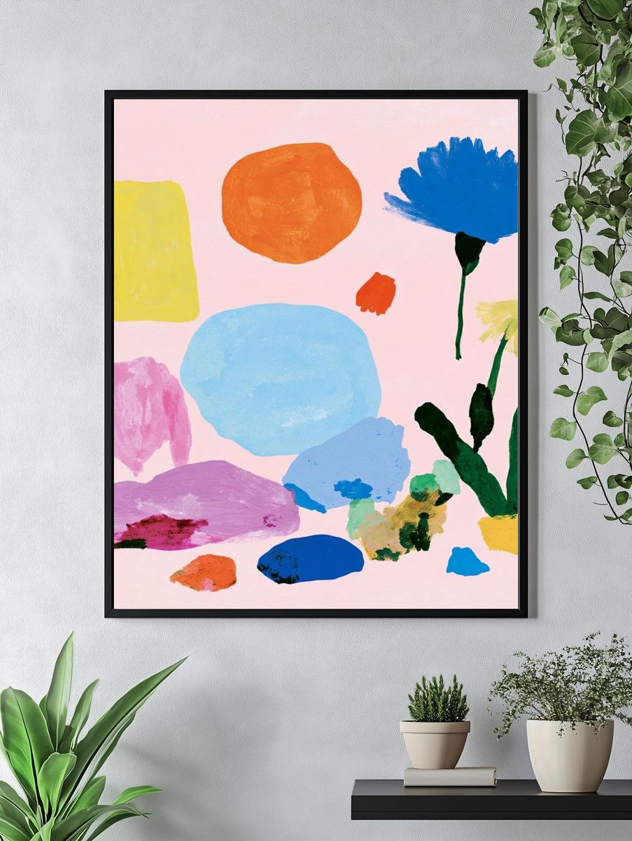 Pastel Floral Abstract Poster. — room view 4