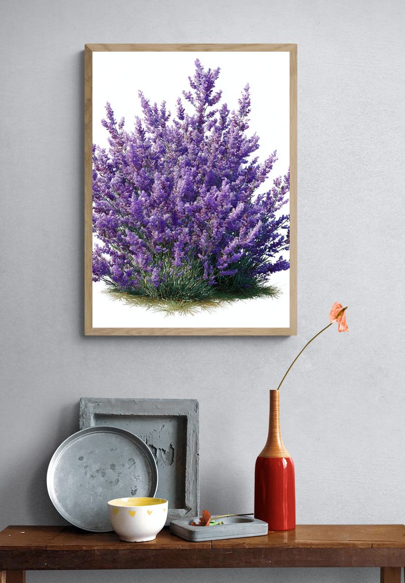 Purple Lavender Bush Botanical Print. — room view 3