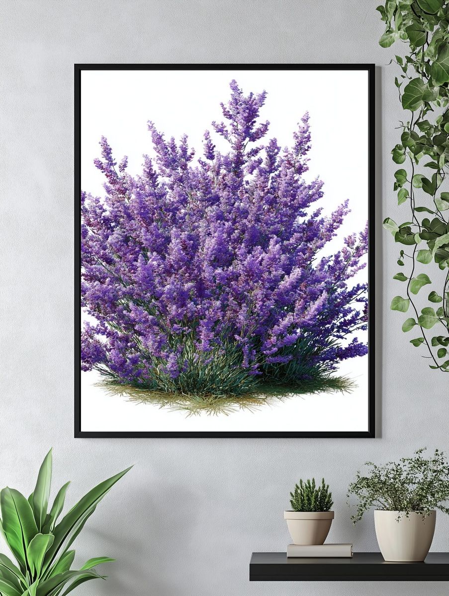 Purple Lavender Bush Botanical Print. — room view 4