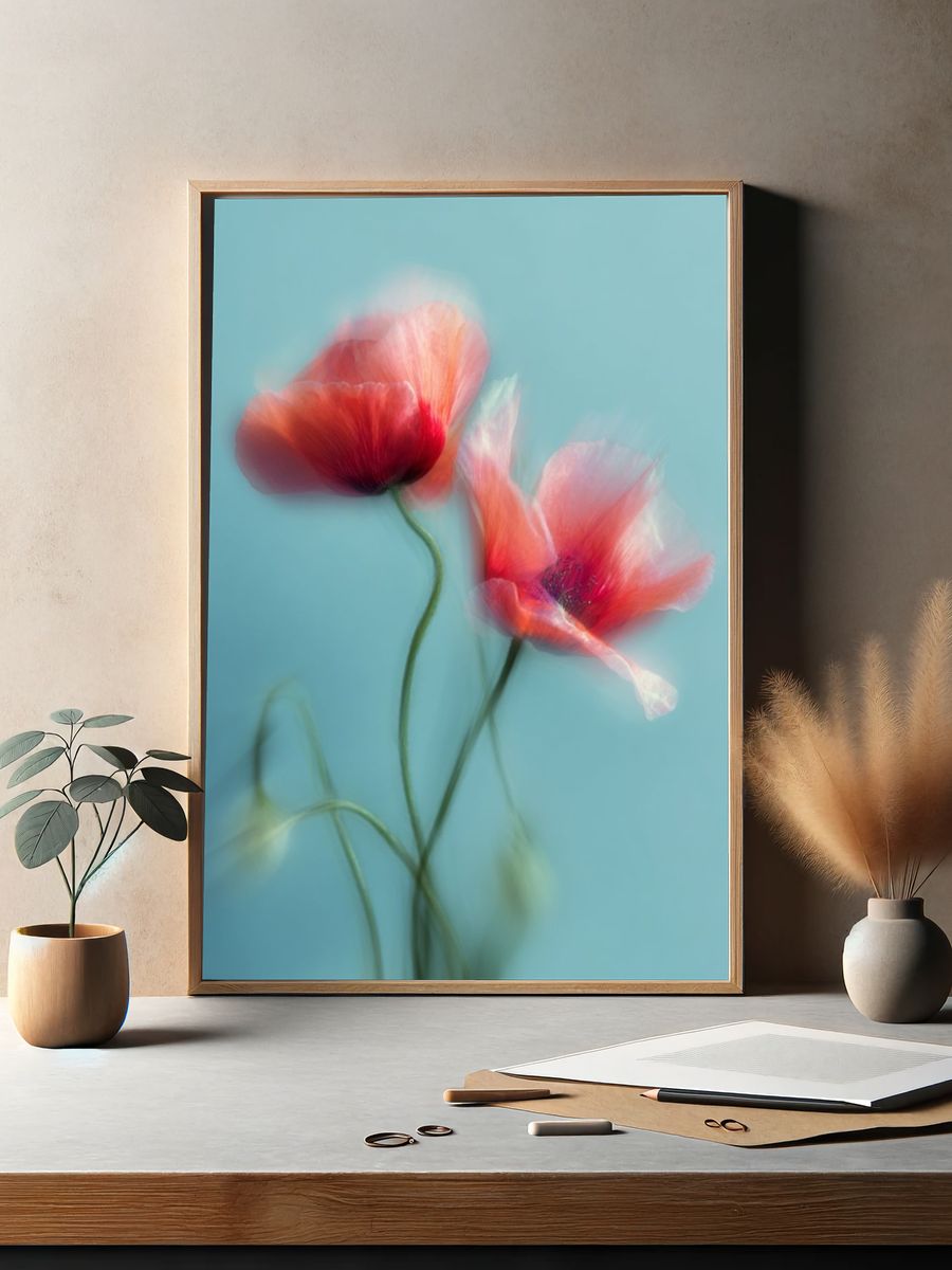 Dreamy Poppy Bloom Photography Poster. — room view 2