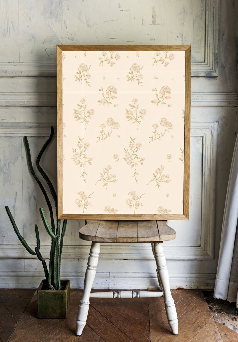 Delicate Floral Pattern Vintage Print. room preview
