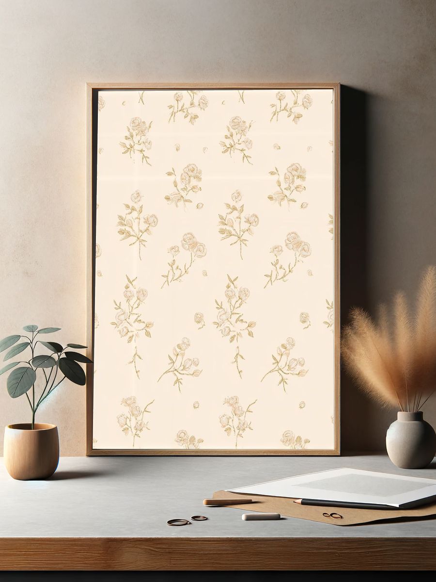 Delicate Floral Pattern Vintage Print. — room view 2