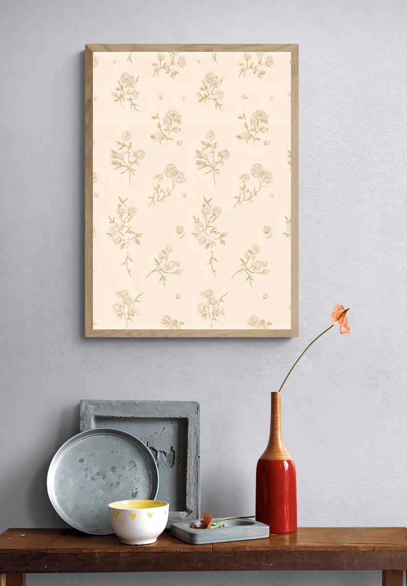 Delicate Floral Pattern Vintage Print. — room view 3