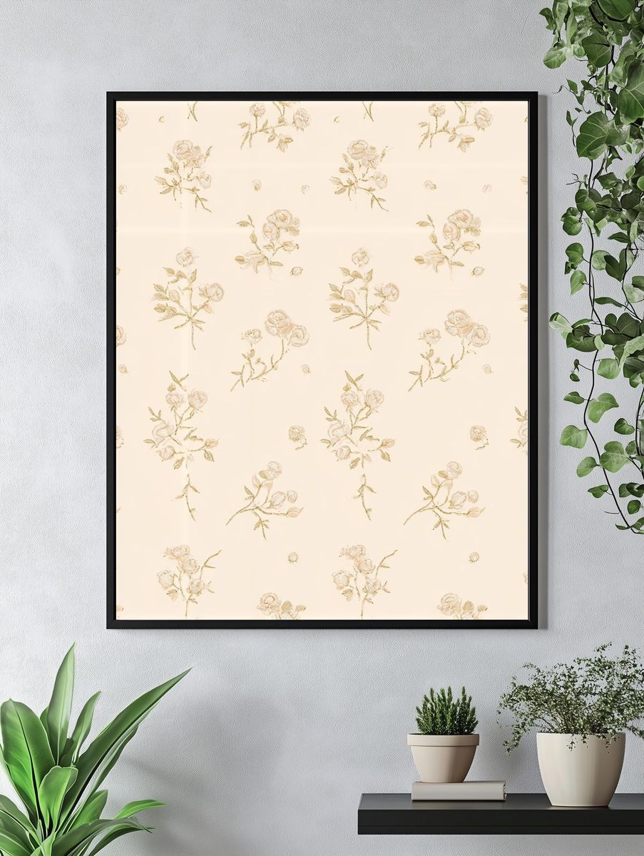 Delicate Floral Pattern Vintage Print. — room view 4