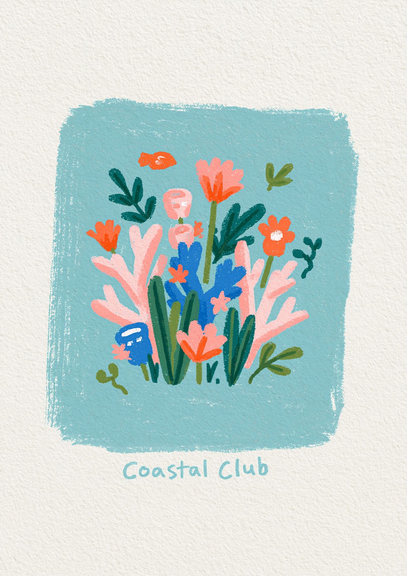 Coastal Club Floral Illustration Poster. poster — botanical art