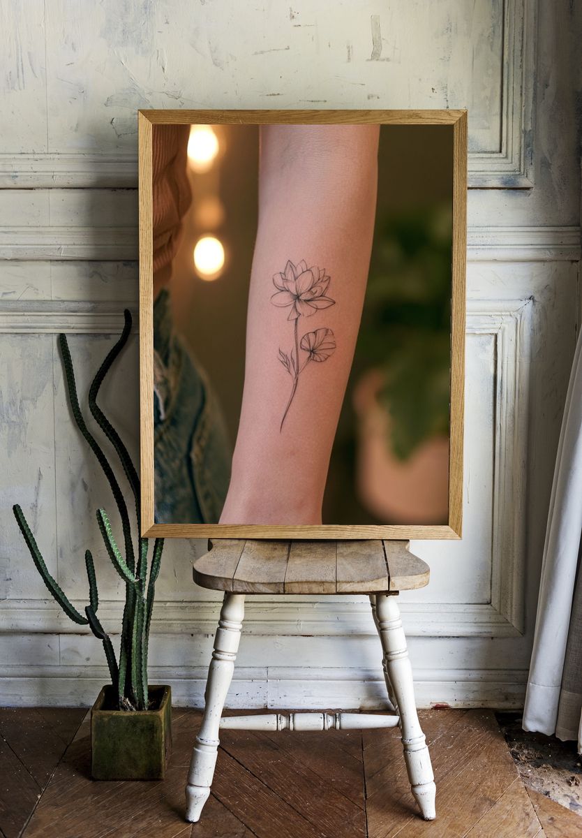 Lotus Tattoo Photography Print. — room view 1