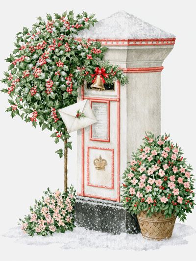 Holiday Mailbox Watercolor Print.