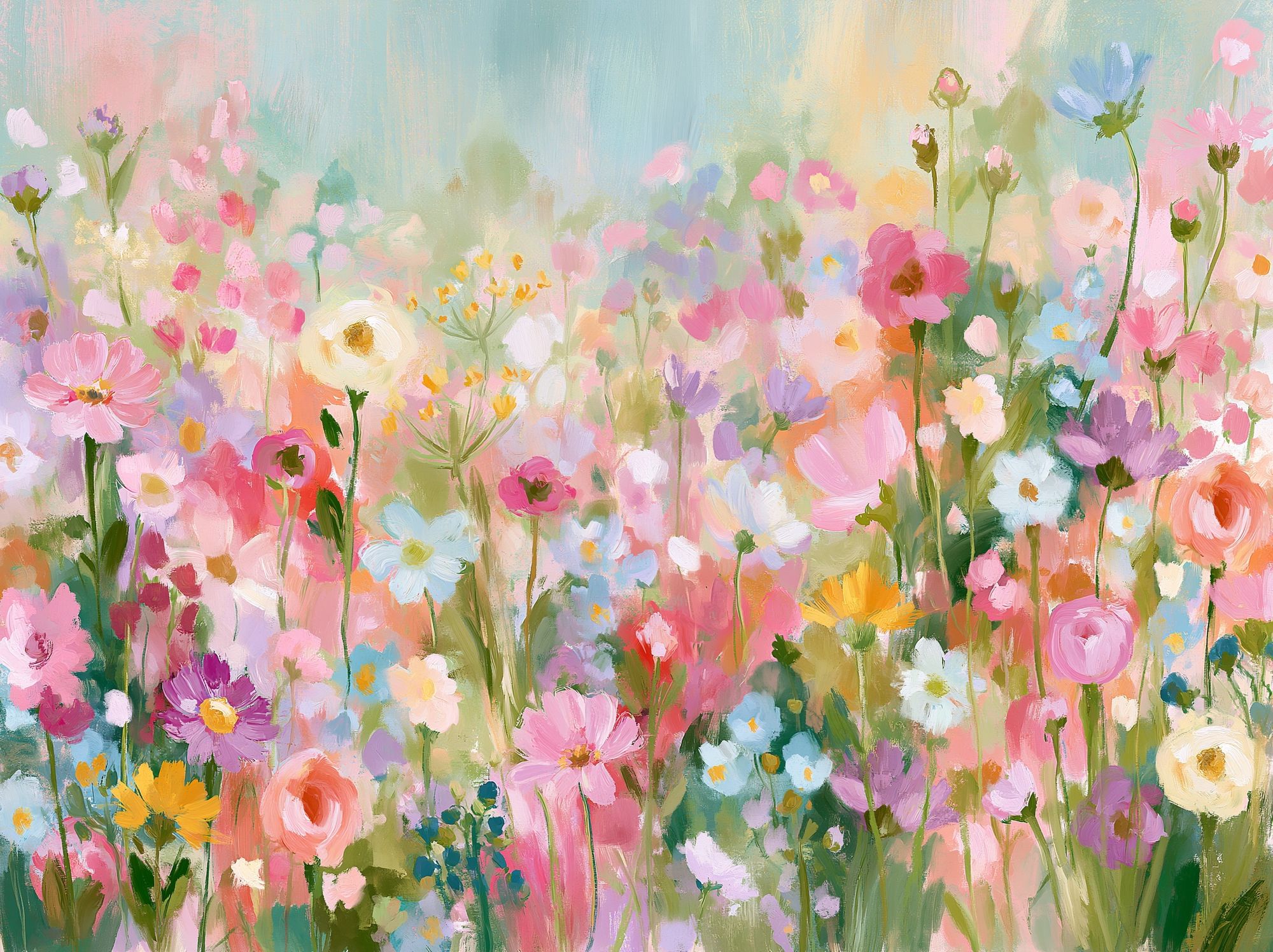Pastel Wildflower Meadow Print. poster detail