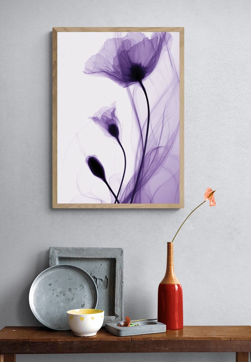 Purple Floral Abstract Print. — room view 3