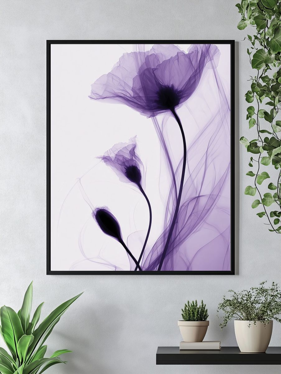 Purple Floral Abstract Print. — room view 4