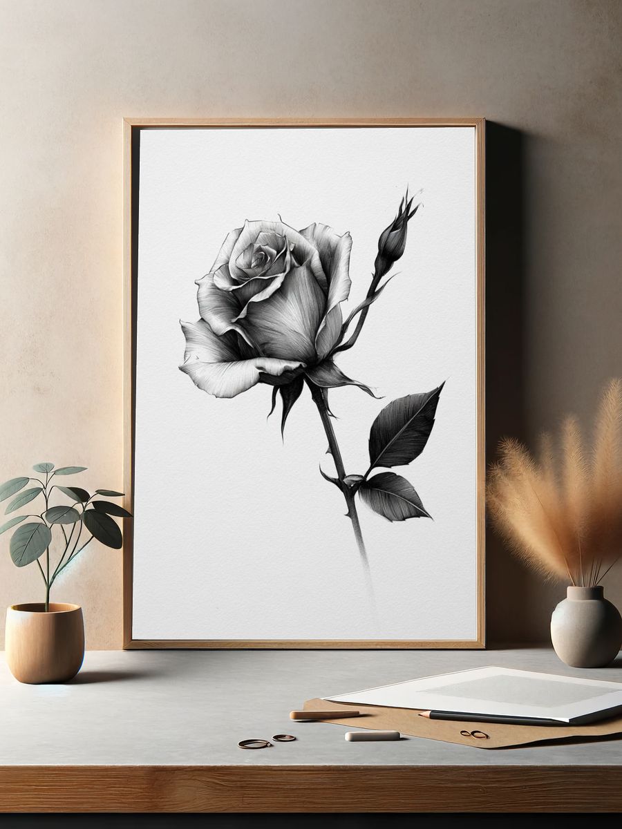 Black Rose Botanical Print. — room view 2