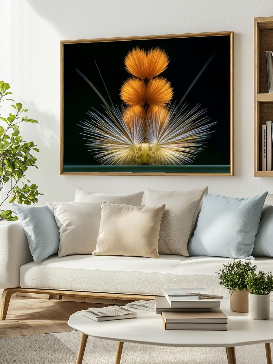 Orange Thistle Macro Photography Poster. — room view 2