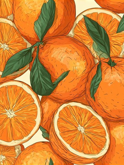 Orange Citrus Pattern Poster.
