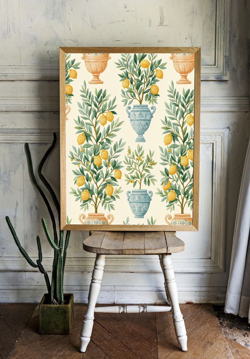 Lemon Grove Botanical Print. room preview