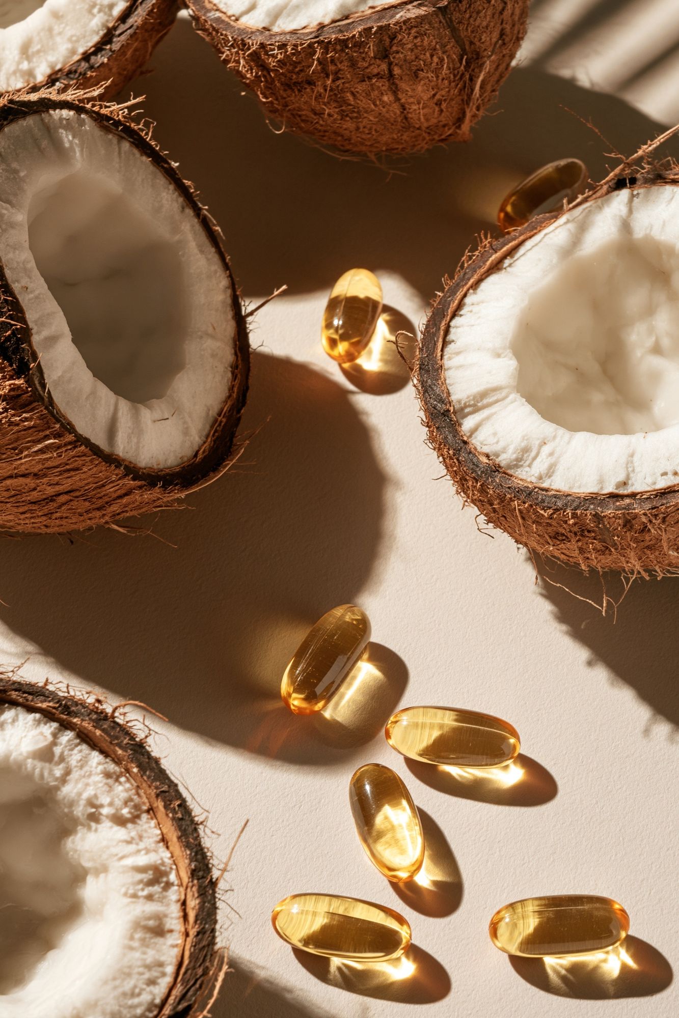 Coconut and Golden Capsules Poster. poster — botanical art