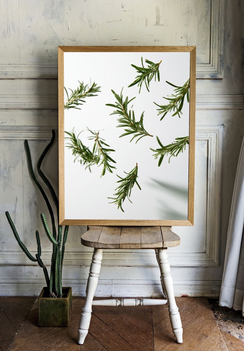 Rosemary Sprigs Botanical Print. room preview