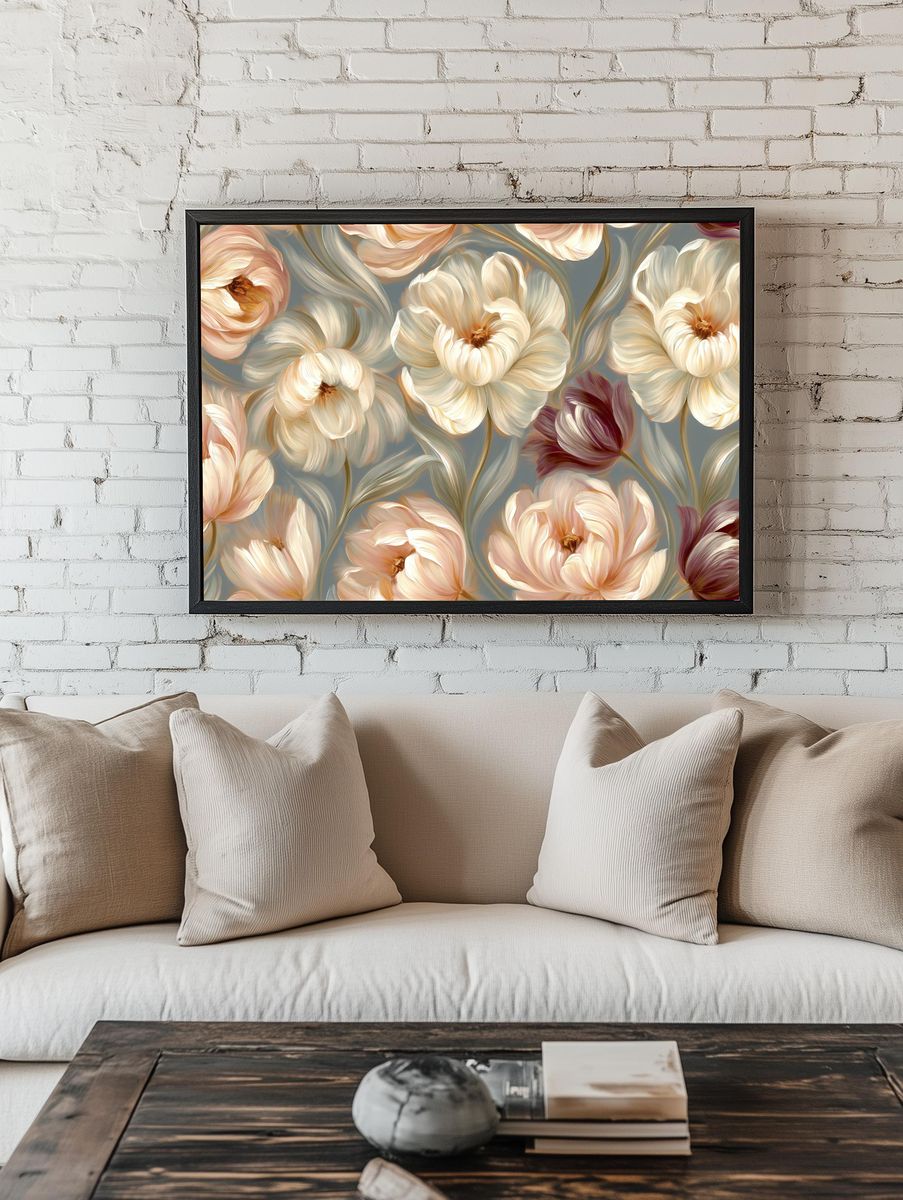 Blush Tulip Garden Illustration Poster. room preview