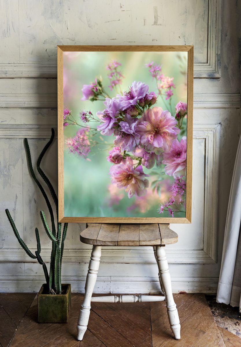 Pastel Cherry Blossom Floral Print. room preview