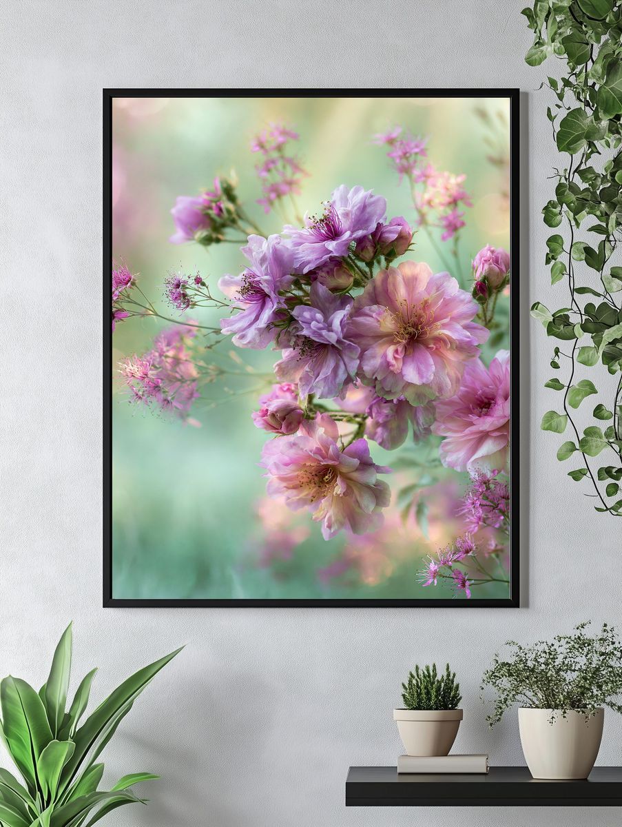 Pastel Cherry Blossom Floral Print. — room view 4