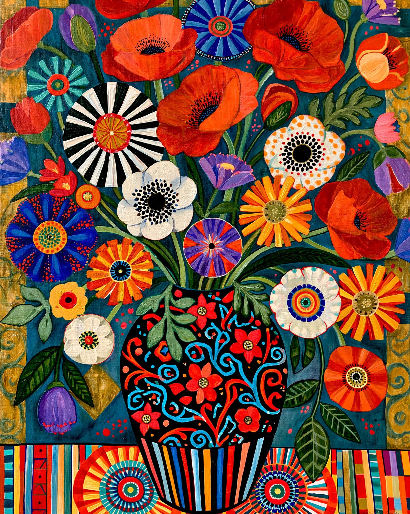 Colorful Floral Bouquet Illustration Poster. poster — botanical art