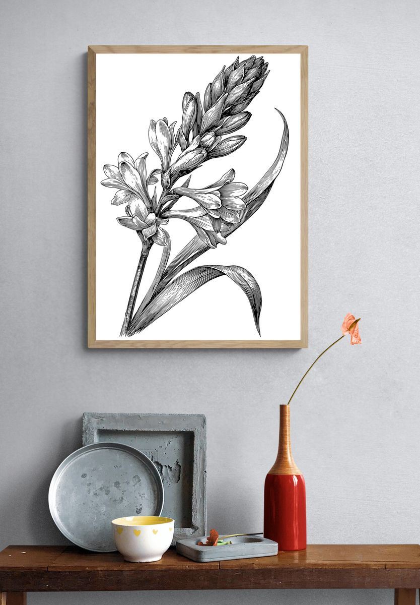 Botanical Flower Line Art Poster. — room view 3