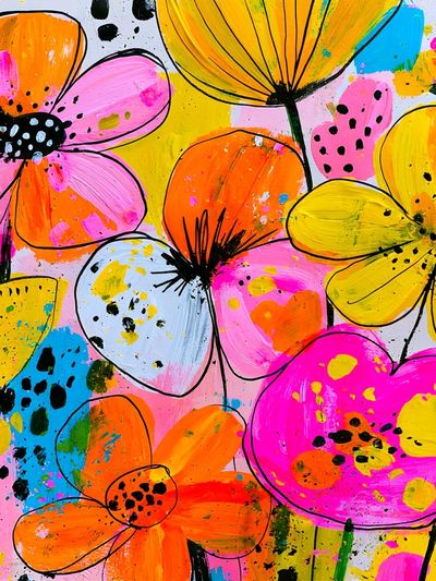 Neon Wildflower Bloom Poster.