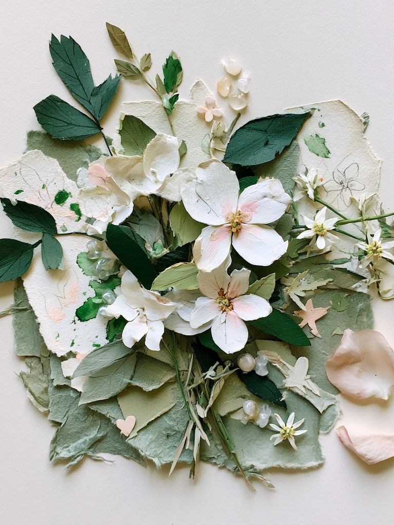 Pressed Floral Collage Botanical Print. poster detail