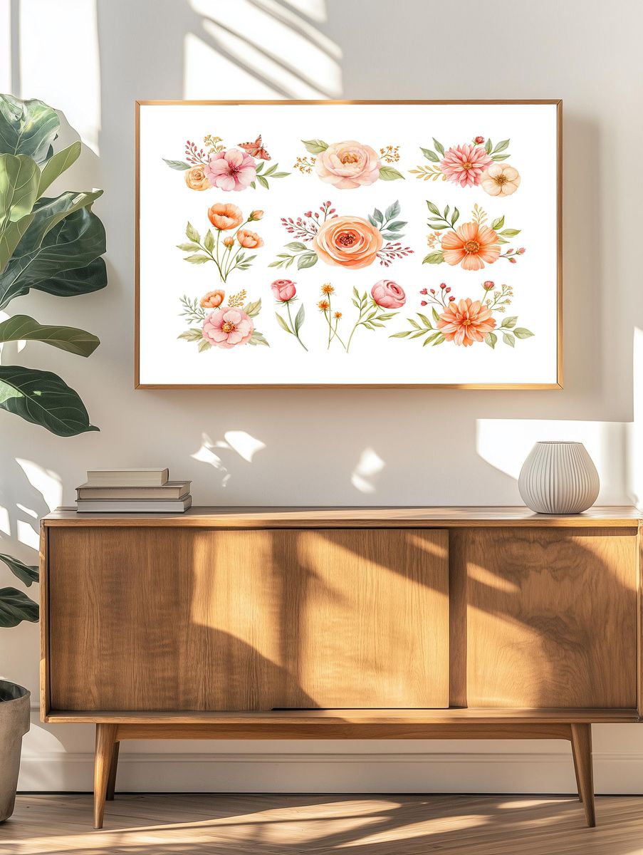 Watercolor Floral Bouquet Poster. — room view 3