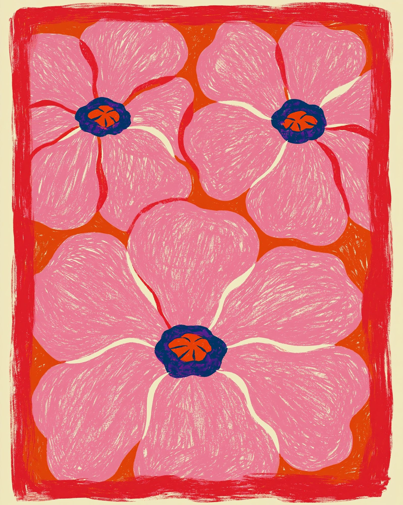 Pink Floral Pattern Illustration Poster. poster detail
