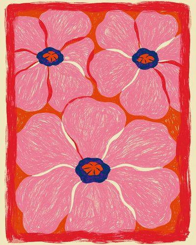 Pink Floral Pattern Illustration Poster.