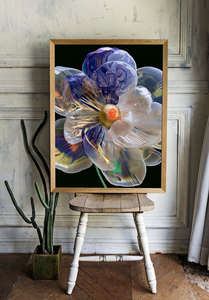 Iridescent Bloom Botanical Print. — room view 1