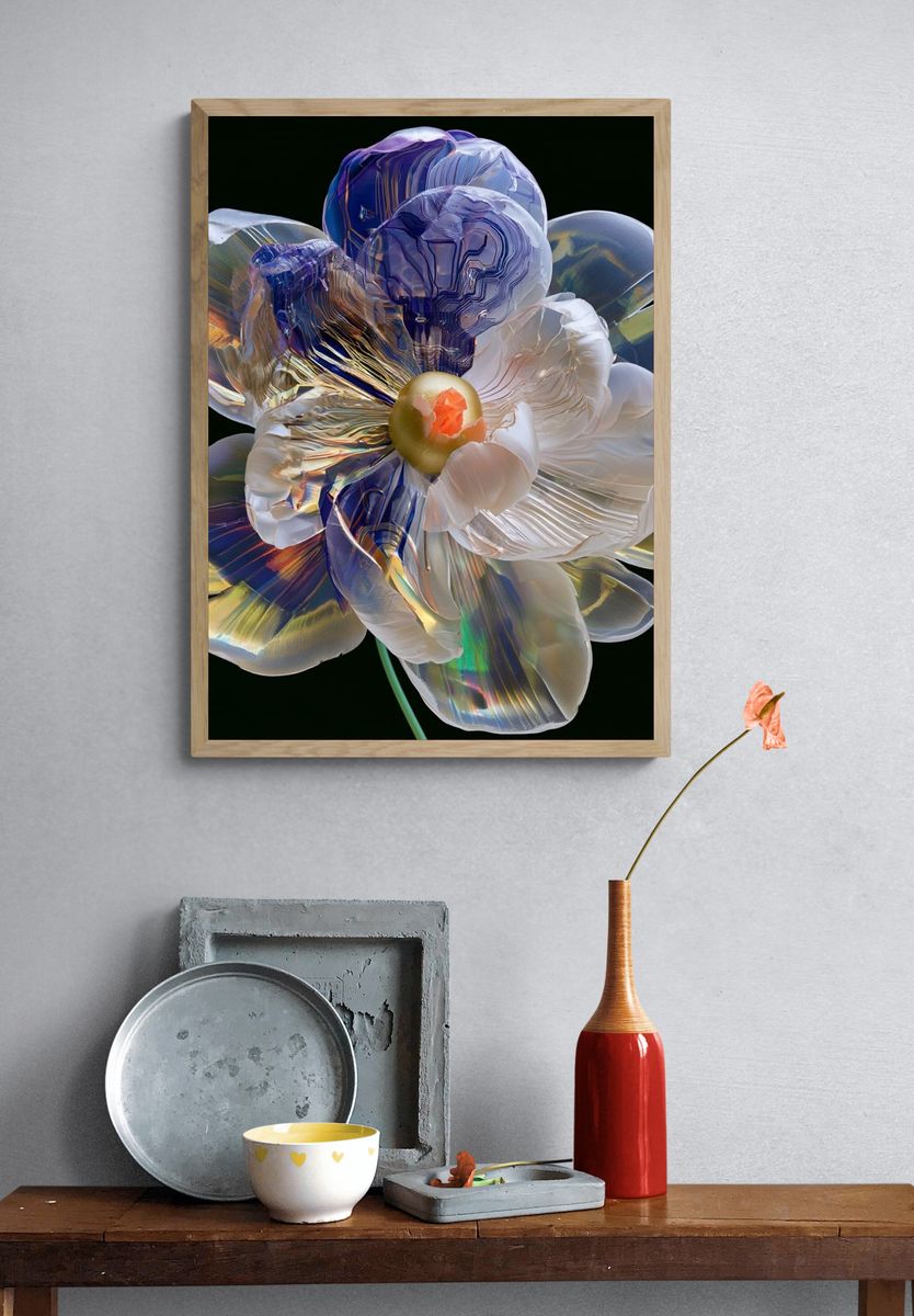 Iridescent Bloom Botanical Print. — room view 3