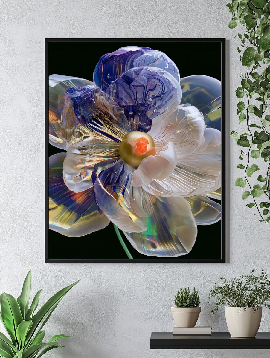 Iridescent Bloom Botanical Print. — room view 4