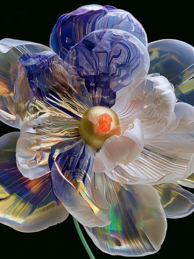 Iridescent Bloom Botanical Print. poster