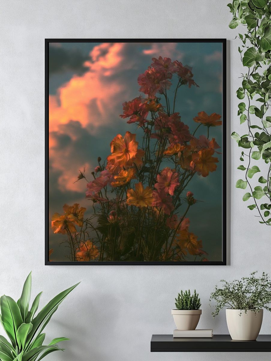 Sunset Cosmos Bloom Poster. — room view 4