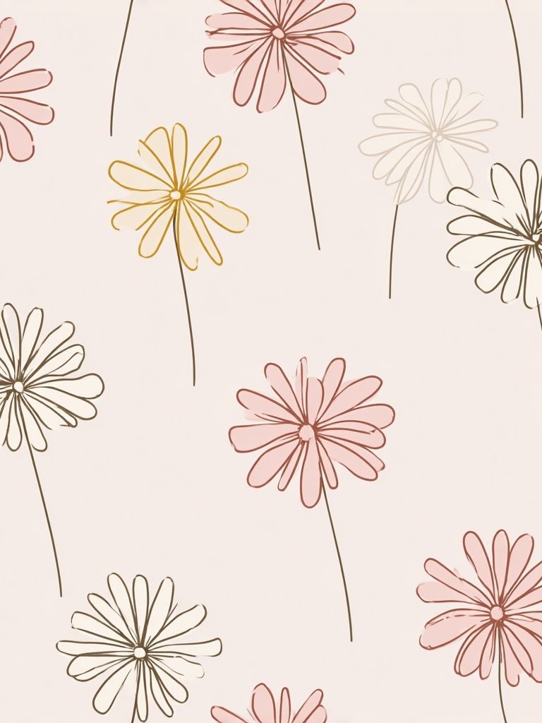 Pastel Daisy Line Art Poster. poster — botanical art