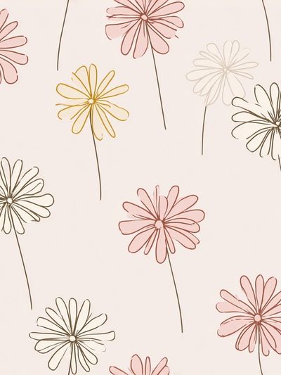 Pastel Daisy Line Art Poster.