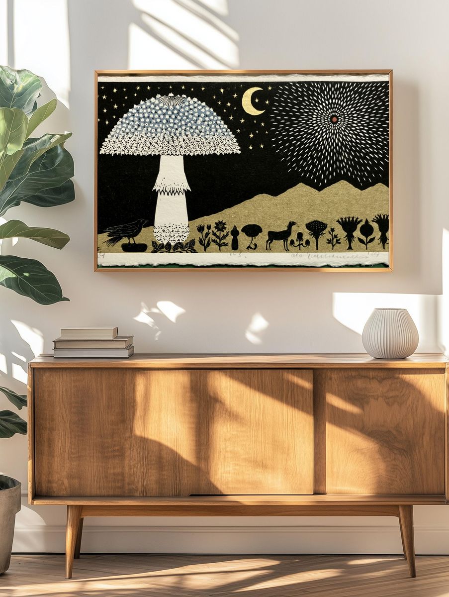 Celestial Mushroom Night Print. — room view 3