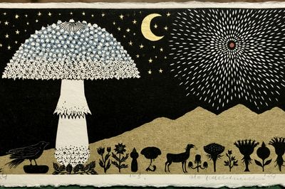 Celestial Mushroom Night Print. poster print