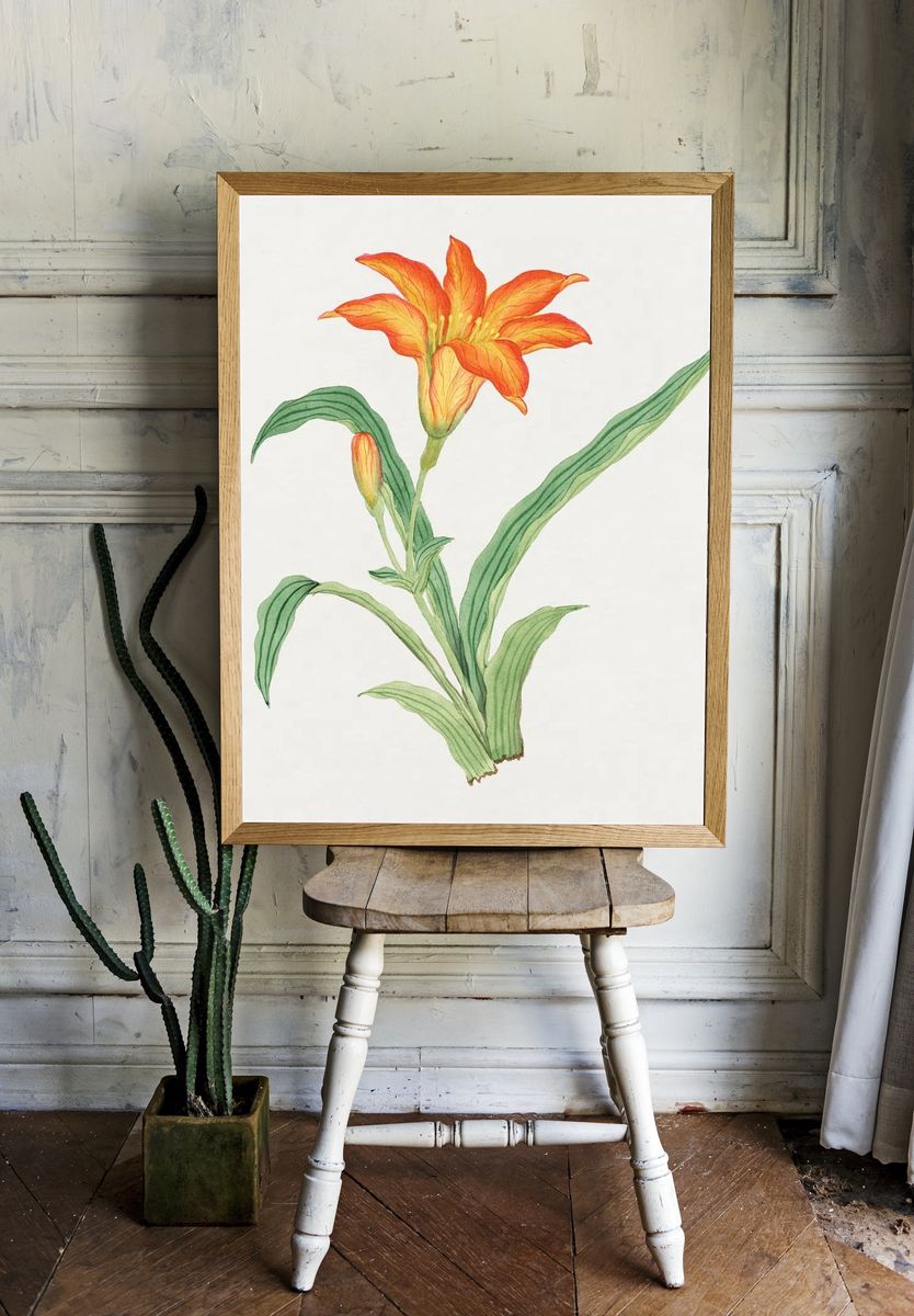Sunflower Botanical Print. room preview