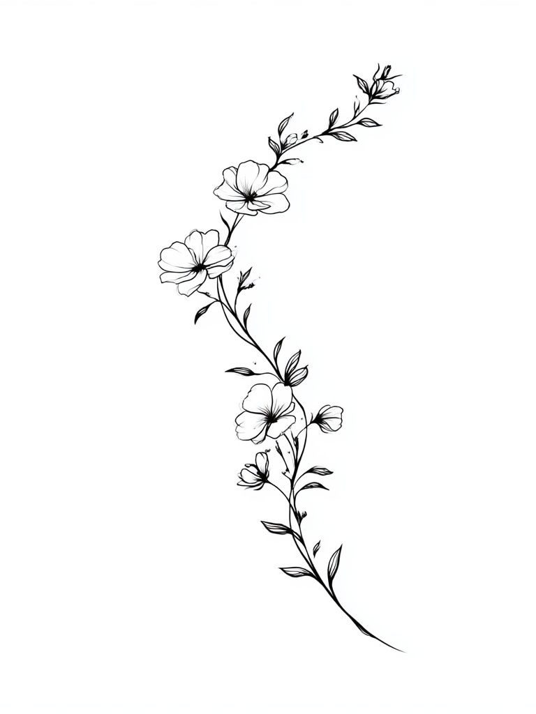 Floral Vine Line Art Poster. poster — botanical art