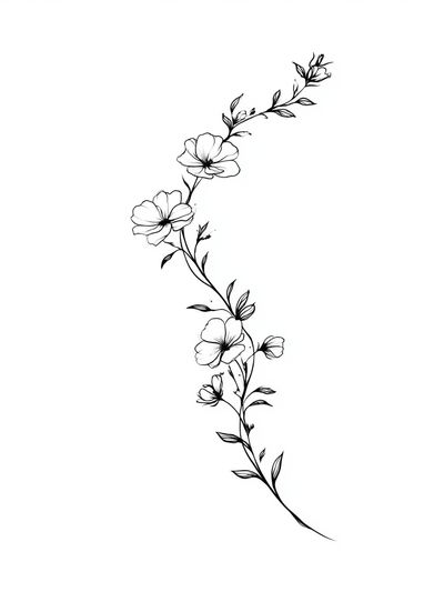 Floral Vine Line Art Poster.