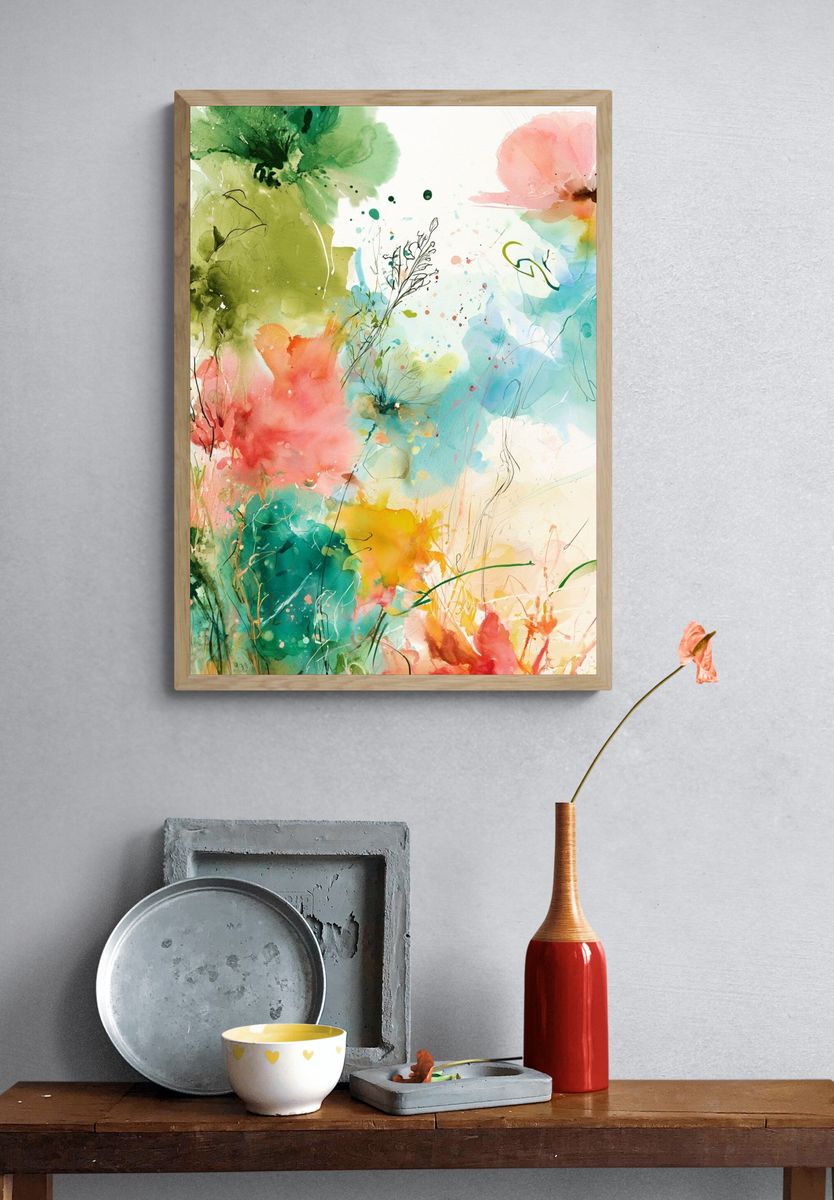 Pastel Wildflower Abstract Print. — room view 3