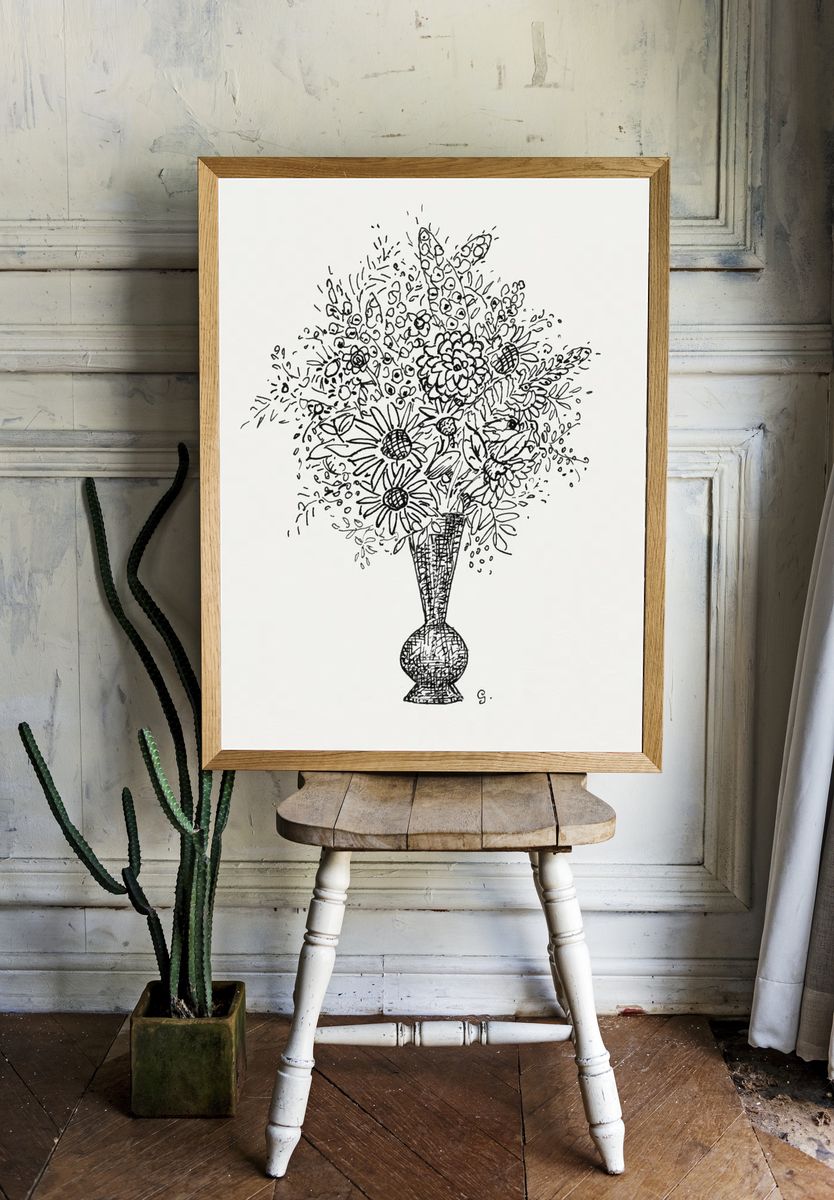Flower vase (ca. 1891–1941) drawing. — room view 1