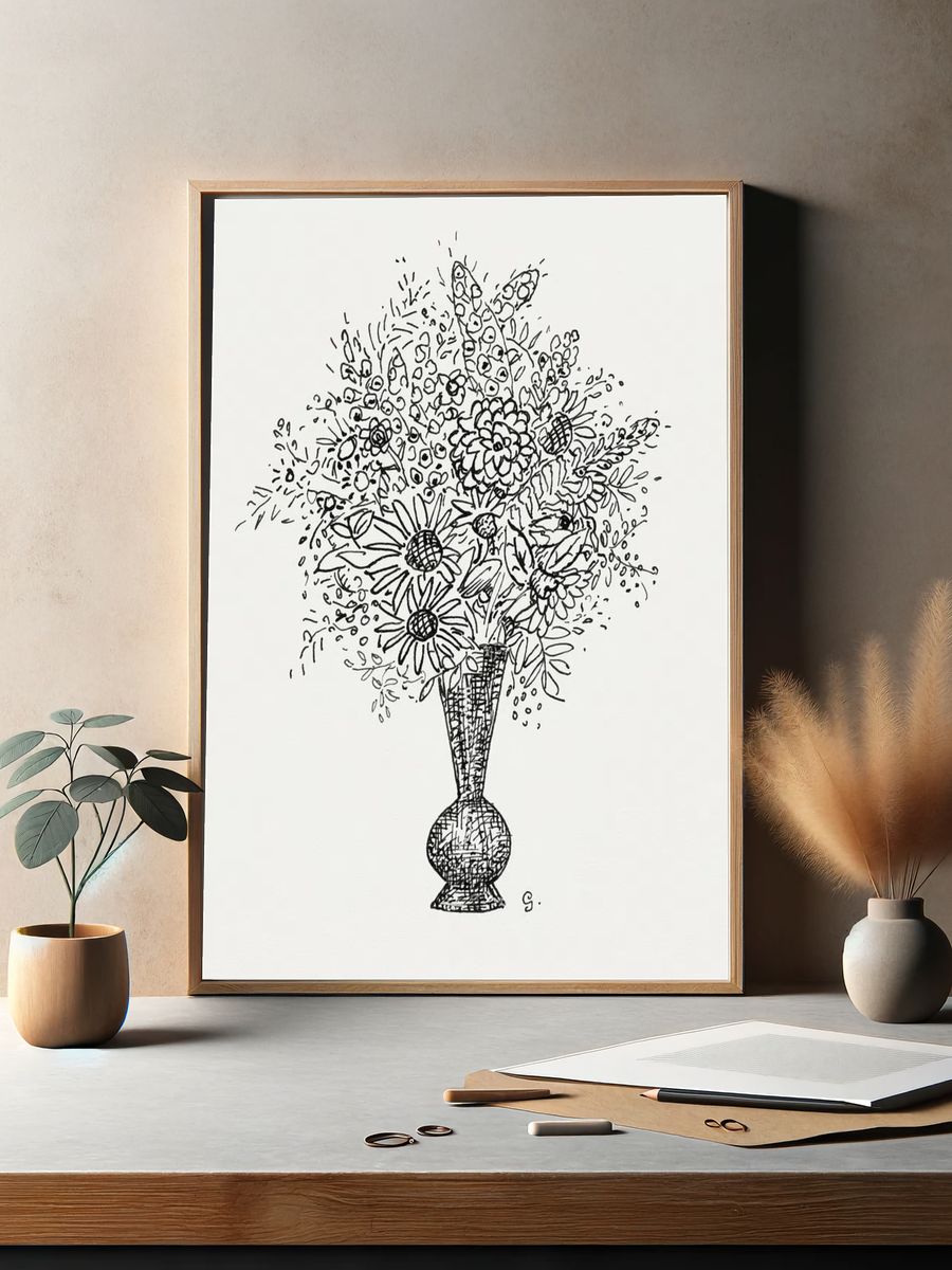 Flower vase (ca. 1891–1941) drawing. — room view 2