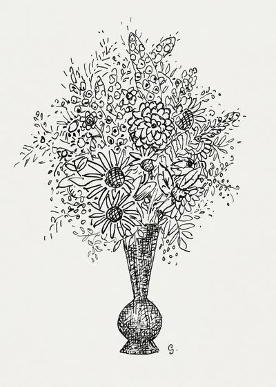 Flower vase (ca. 1891–1941) drawing. poster print