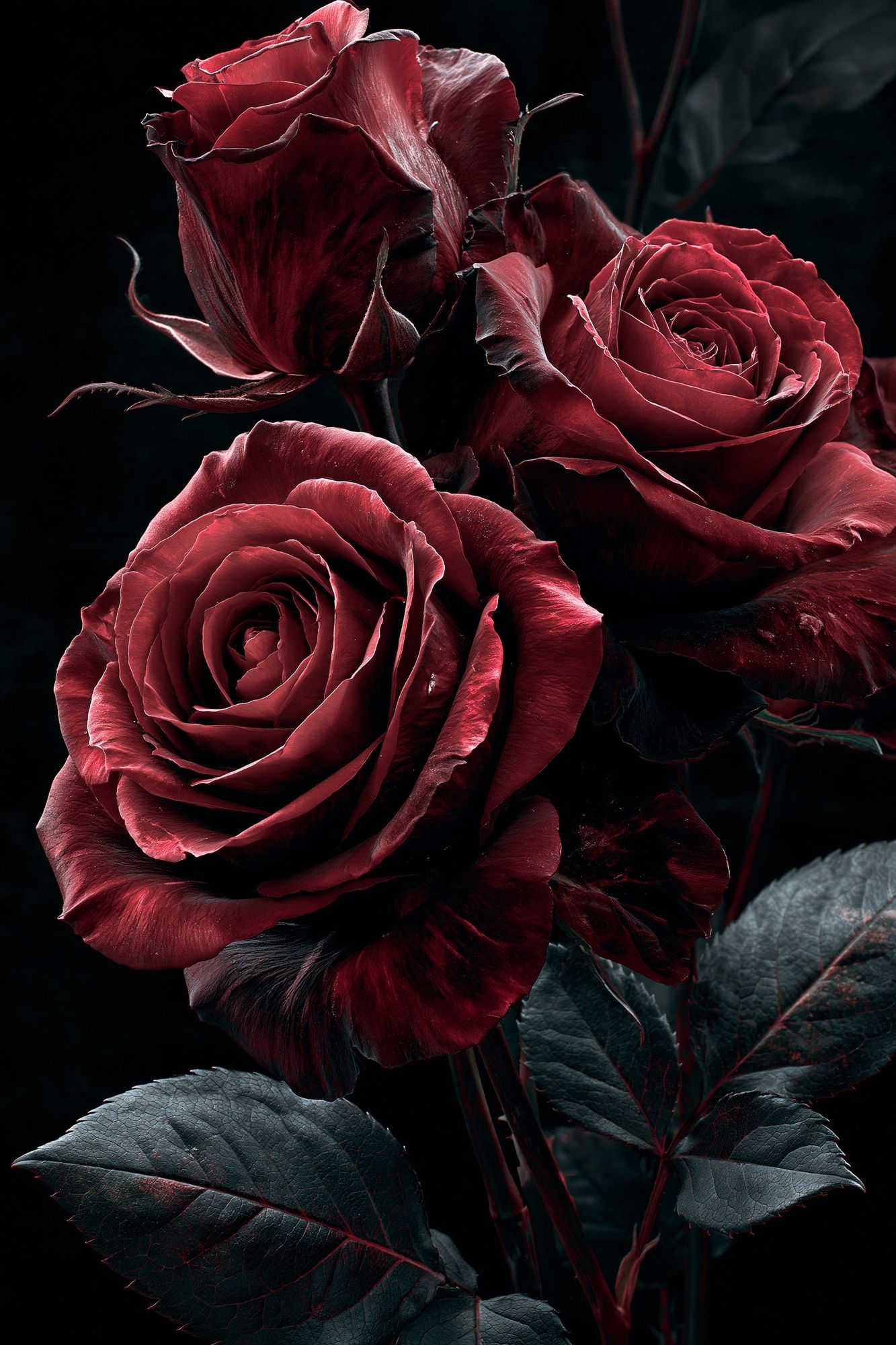 Crimson Roses Botanical Poster. poster detail